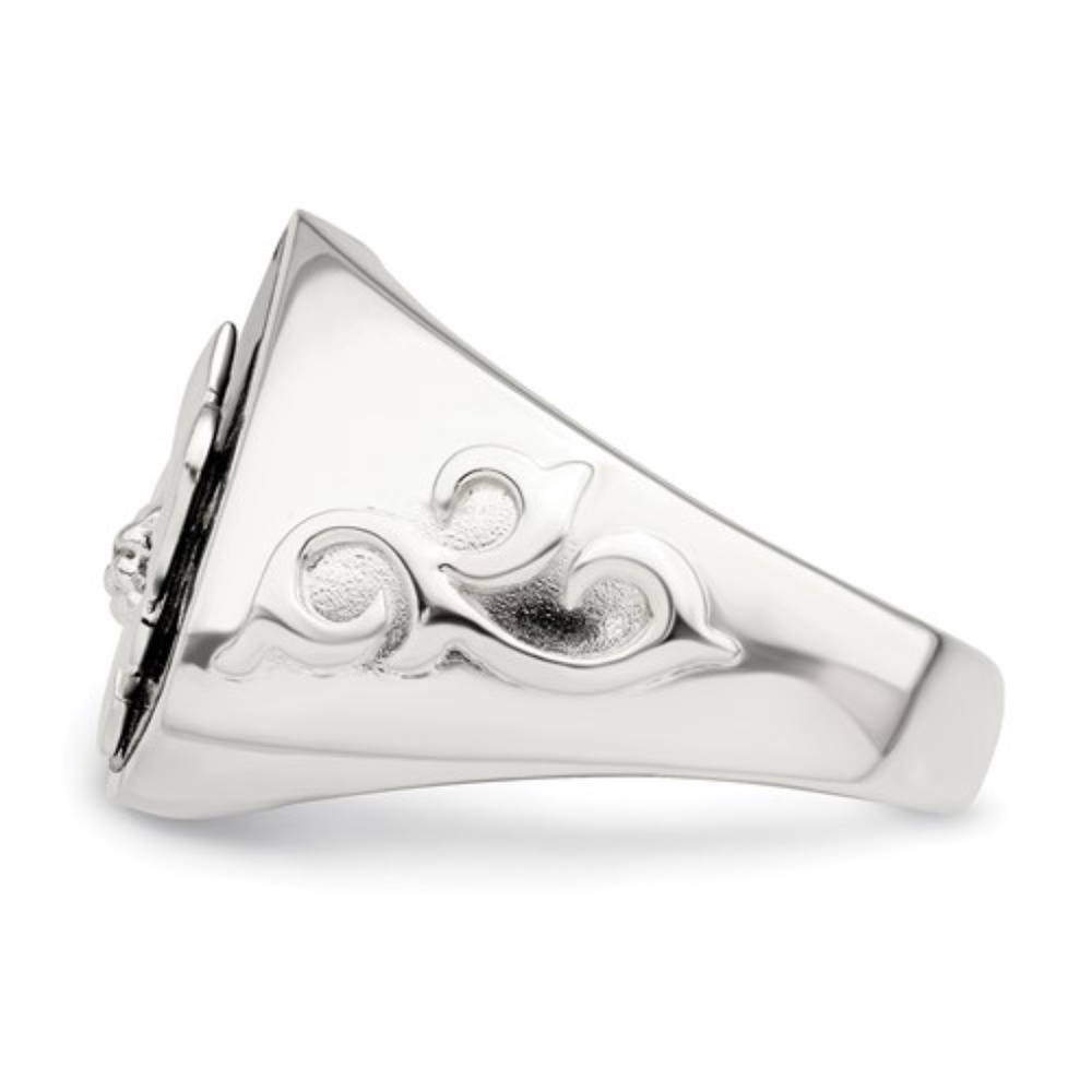Sterling Silver Ruby/Black Agate Fleur De Lis Ring - image 3